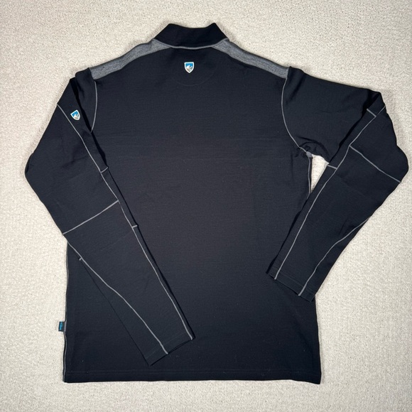 Kuhl Sweater Mens Large Black Merino Wool Downhill Racr 1/4 Zip Outdoor Pullover - Picture 7 of 8